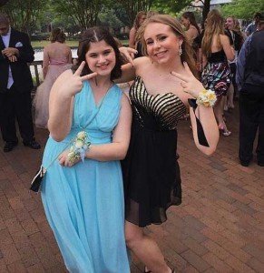 Sydney, left, with Lindsay at the Plano West Best Buddies Prom in May. Sydney says of Lindsay, 