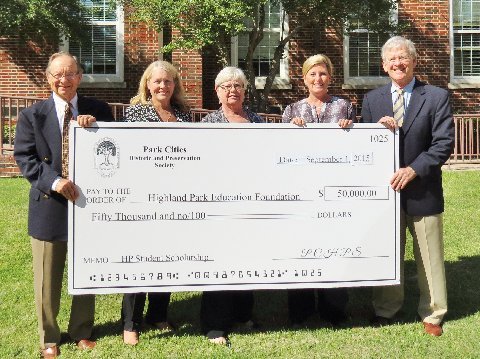 Bruce Harbour, PCHPS Board; Cynthia Beaird, President, PCHPS; Jan Peterson, Executive Director, Highland Park Education Foundation; Kendall Jennings, President-Elect, PCHPS; Al McClendon, Advisory Board, PCHPS.