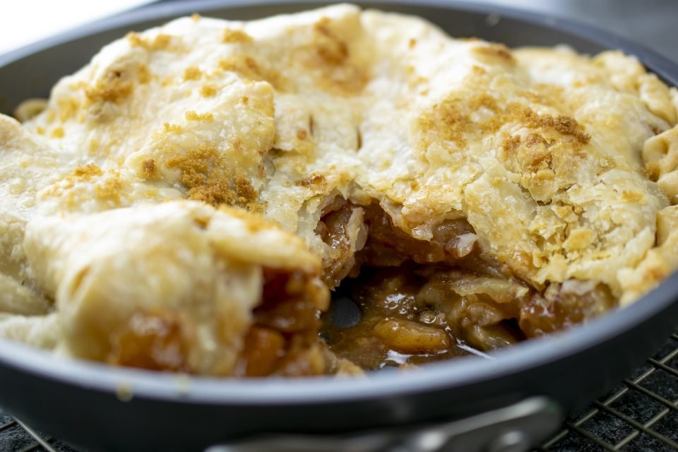 Caramel Sauce Skillet Apple Pie