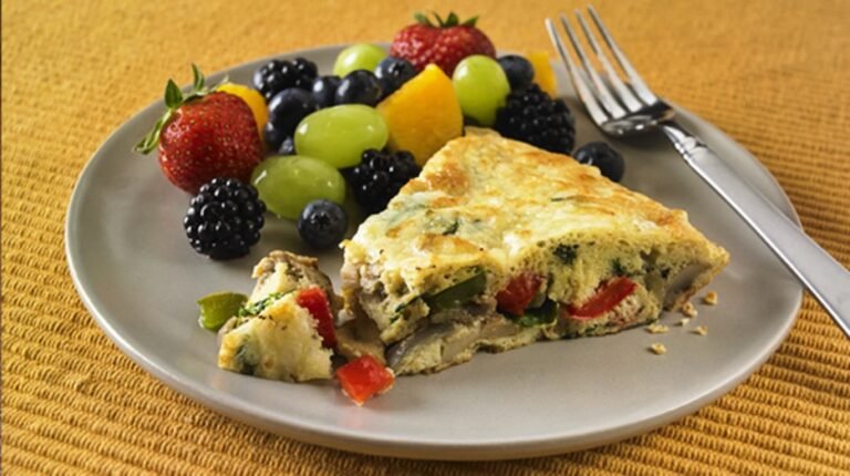 Cheese and Veggie Frittata with Fresh Fruit Salad