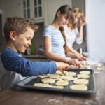 Family baking cookies