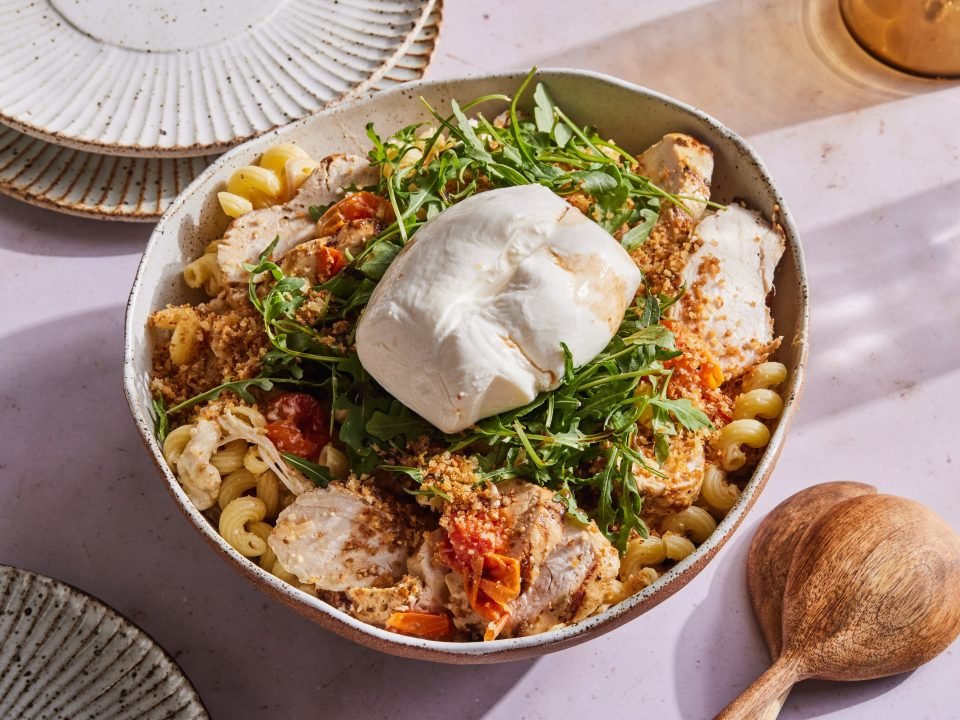 Burrata and Tomato Pasta al Gratin