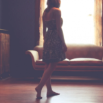 woman walking in house