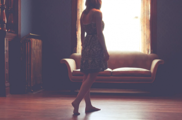 woman walking in house