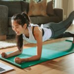 girl exercising at home