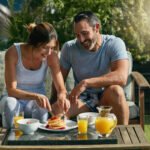 Shot of a mature couple enjoying breakfast together outdoors